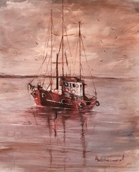 Abdul Hameed, 18 x 24 inch, Acrylic on Canvas, Seascape Painting, AC-ADHD-062